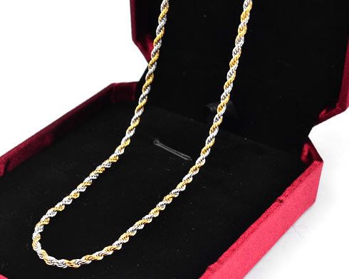 2 mm prata dourada twist colar correntes 316l aço inoxidável
