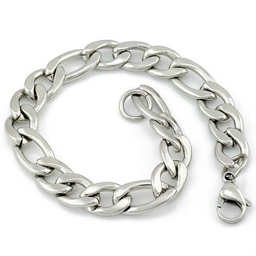 mens 9mm figaro 316l aço inoxidável kb101 pulseira