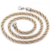 24", 5mm, jóia da forma, colar de açoinoxidável, ouro talão