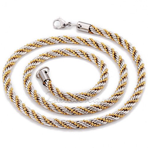 24", 5mm, jóia da forma, colar de açoinoxidável, ouro talão