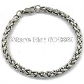 Bracelete Chain KB141 do trigo simples do aço 316L inoxidáve